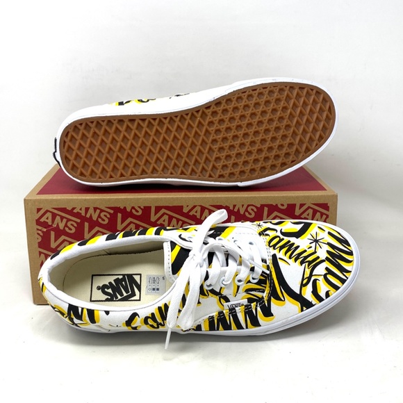 VANS Era Family Shoes Yellow White Canvas Sneakers Low Men Size Custom ALSU01260 - Picture 2 of 11